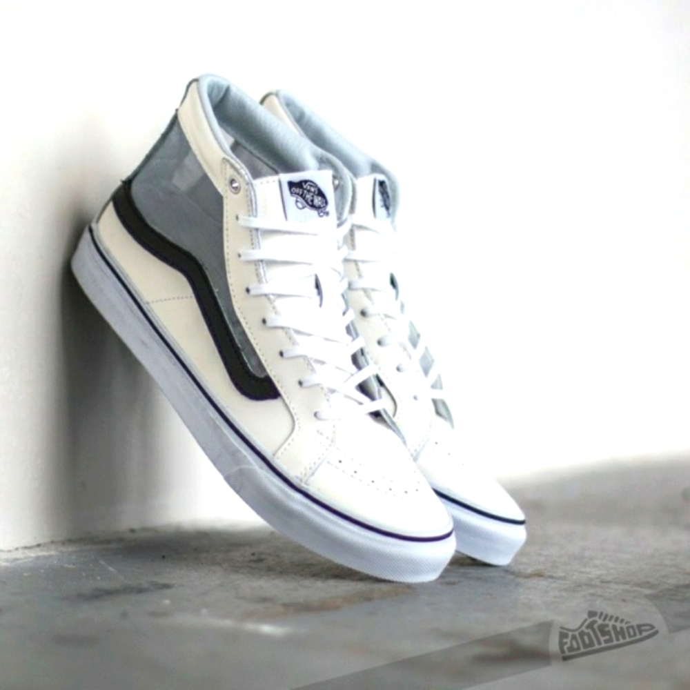 NWT Vans leather wht/blk sheer insert sneakers